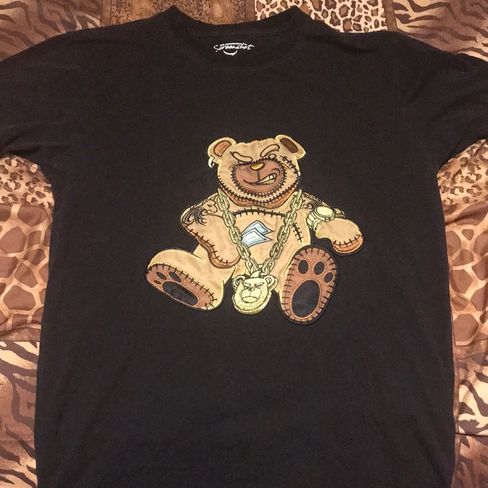 Black Teddy Bear Graphic Short Sleeve Tee